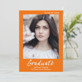 Modernes Weißtext Orange Blue Graduate Foto Ankündigung (Stehend Vorderseite)