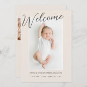 Modernes Welcome Baby Foto Birth Ankündigung (Vorne/Hinten)