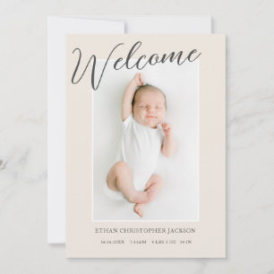 Modernes Welcome Baby Foto Birth Ankündigung