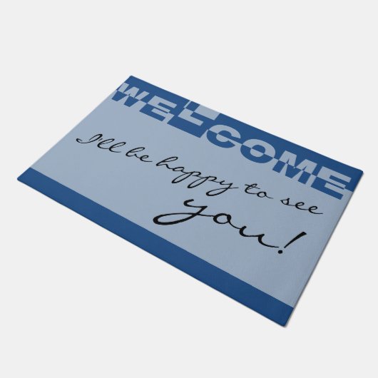 Modernes WELCOME Banner + Ihr Backgr. Ideen Fußmatte (Schrägansicht)