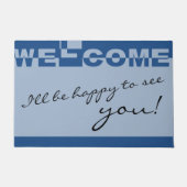 Modernes WELCOME Banner + Ihr Backgr. Ideen Fußmatte (Vorderseite)