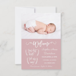 Modernes Welcome Foto Baby Girl Geburtserklärung Ankündigung