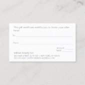 Modernes Wellness-Center Beauty Salon Geschenkguts Rabattkarte (Rückseite)