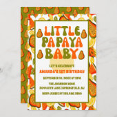 Modernes wenig Pa Pa Ya Baby Papaya Erster Geburts Einladung (Vorne/Hinten)