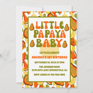 Modernes wenig Pa Pa Ya Baby Papaya Erster Geburts Einladung