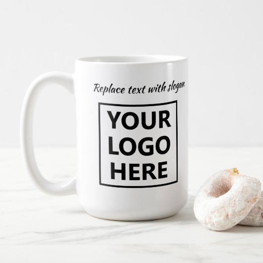 Modernes Werbe-Geschäftslogo-Slogan-Adresse  Kaffeetasse (Mit Donut)