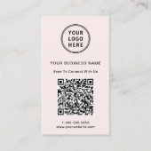 Modernes Werbe-Logo QR-Code Rosa Visitenkarte (Vorderseite)