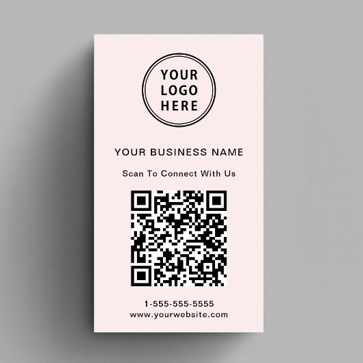 Modernes Werbe-Logo QR-Code Rosa Visitenkarte