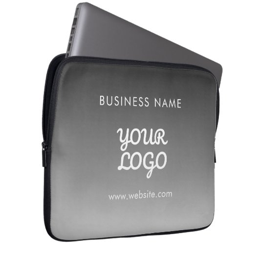 Modernes Werbelogo und Text | Editierbare Farbe Laptopschutzhülle (Vorne Rechts)