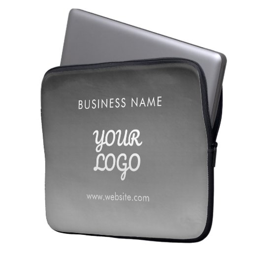 Modernes Werbelogo und Text | Editierbare Farbe Laptopschutzhülle (Vorderseite Links)