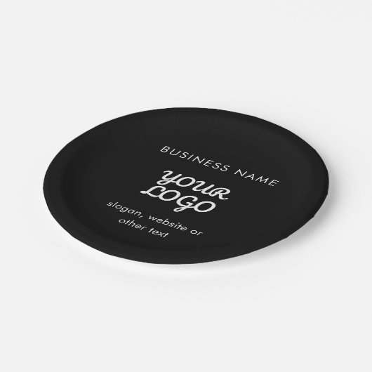 Modernes Werbelogo und Text | Editierbare Farbe Pappteller (Schrägansicht)