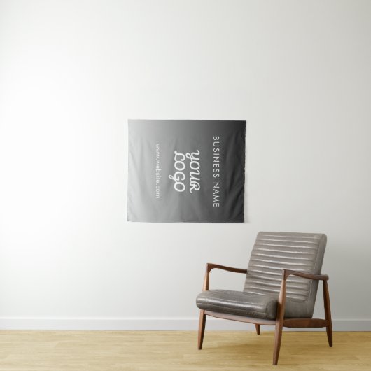 Modernes Werbelogo und Text | Editierbare Farbe Wandteppich (Beispiel (Horizontal))