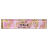 Modernes Wertvolles rosa Goldmarmor - Schreibtisch Namensplakette (Vorderseite)