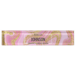 Modernes Wertvolles rosa Goldmarmor - Schreibtisch Namensplakette