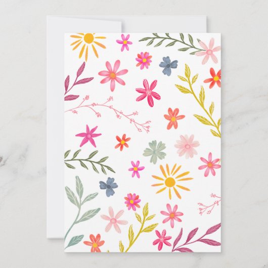 Modernes whimsical Blumenbaby in Blütendusche Einladung (Rückseite)