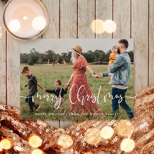 Modernes Whimsical frohe Weihnachten Familie Foto