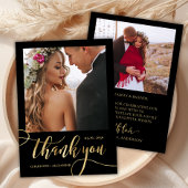 Modernes Whimsical Großes Gold Script 2 Foto Hochz Dankeskarte