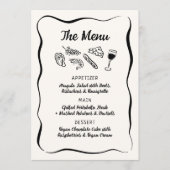 Modernes & Whimsical Hand Drawn Dinner & Drinks Me Menükarte (Vorderseite)