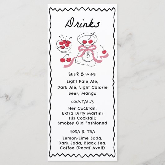 Modernes & Whimsikales Abendessen mit Handzeichen Menükarte (Rückseite)