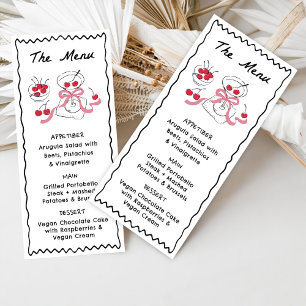 Modernes & Whimsikales Abendessen mit Handzeichen  Menükarte