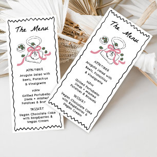Modernes & Whimsikales Abendessen mit Handzeichen  Menükarte