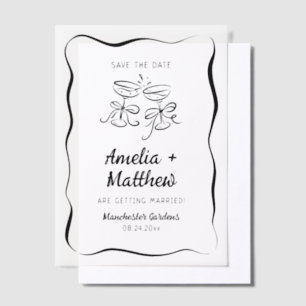 Modernes & Whimsikales Handzeichnen Save the Date Pergament Einladungen