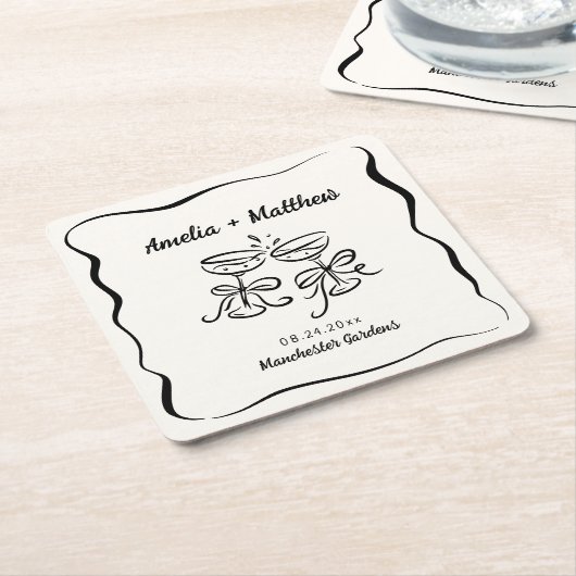 Modernes & Whimsikales Handzeichnen Save the Date Rechteckiger Pappuntersetzer (angewinkelt)