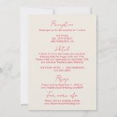 Modernes Whimsikspiel-Retro in einer Hochzeit Einladung (Rückseite)