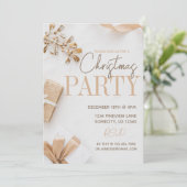 Modernes White and Gold Weihnachts-Party Einladung (Stehend Vorderseite)