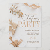 Modernes White and Gold Weihnachts-Party Einladung (Vorne/Hinten)