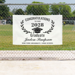 Modernes White Black 2024 Abschluss Graduate Banner