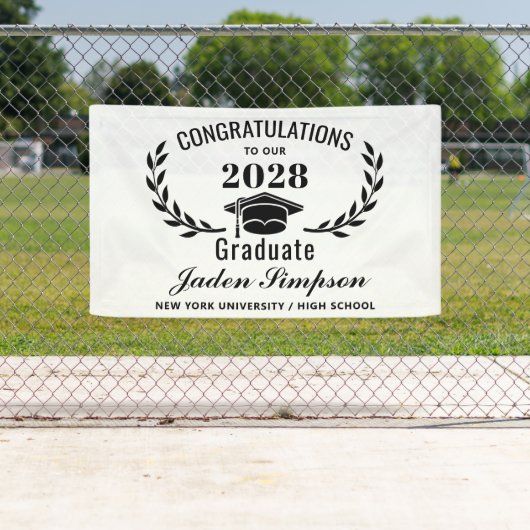 Modernes White Black 2024 Abschluss Graduate Banner (Insitu)