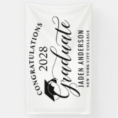 Modernes White Black Class 2024 Abschluss Graduate Banner (Vertikal)