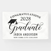 Modernes White Black Class 2024 Abschluss Graduate Banner (Horizontal)