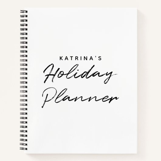 Modernes White Black Simple Holiday Planer Notizblock (Vorderseite)
