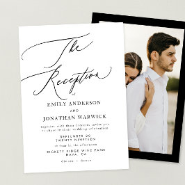 Modernes White Black Simple Wedeption Foto Einladung