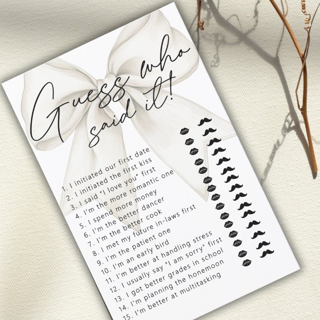 Modernes White Bow Guess, der sagte, es Bridal Gam (Von Creator hochgeladen)