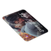 Modernes White Brush Script-Foto Save the Date Magnet (Rechte Seite)