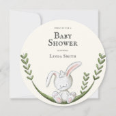 Modernes White Bunny Baby Dusche Party Einladung (Vorderseite)