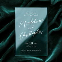 Modernes White Calligraphy Script Clear Wedding