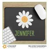 Modernes White Daisy Mit Monogramm Mousepad