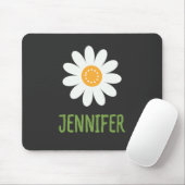 Modernes White Daisy Mit Monogramm Mousepad (Mit Mouse)
