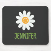 Modernes White Daisy Mit Monogramm Mousepad (Vorne)