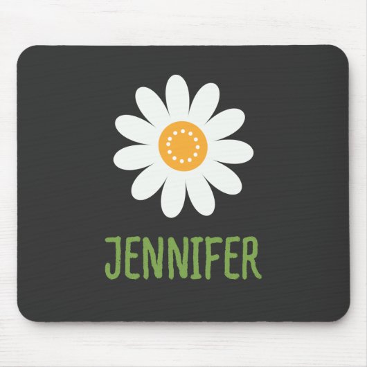Modernes White Daisy Mit Monogramm Mousepad (Vorne)