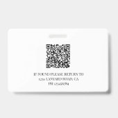 Modernes White Employee Foto ID Abzeichen mit Logo Ausweis (Back)