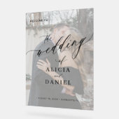 Modernes White Foto Drehbuch Hochzeitsempfang Zeic Acrylschild (Winkel)