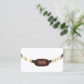 Modernes White Gold Burgundy mit Monogram Diamonds Visitenkarte (Stehend Vorderseite)