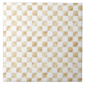 Modernes White Gold Checkerboard Muster Fliese (Vorderseite)