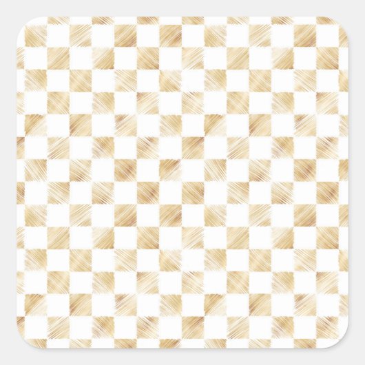 Modernes White Gold Checkerboard Muster Quadratischer Aufkleber (Vorderseite)