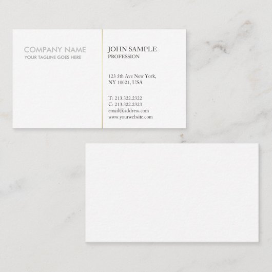 Modernes White Gold Einfache Corporate Schlicht Visitenkarte (Vorne/Hinten)